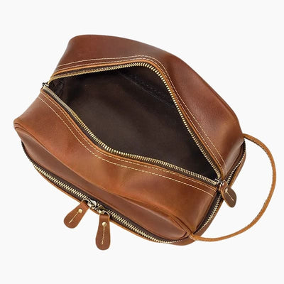 Trousse de toilette cuir homme luxe marron - À vos trousses