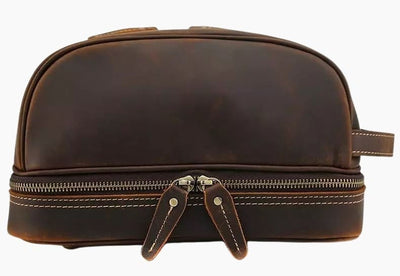Trousse de toilette cuir homme luxe marron foncé - À vos trousses