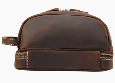 Trousse de toilette cuir homme luxe marron foncé - À vos trousses