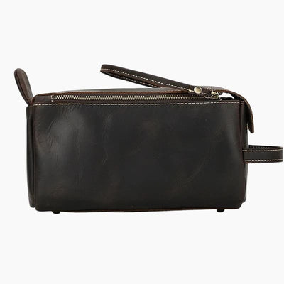 Trousse de toilette cuir marron foncé