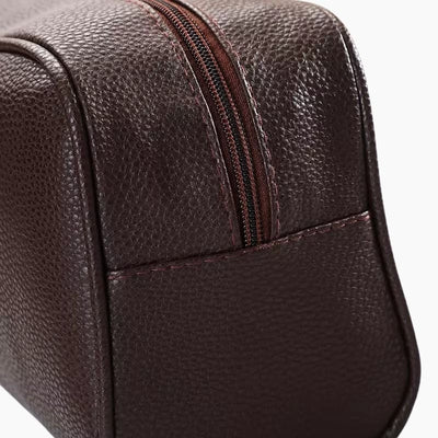 Trousse de toilette simili cuir marron - À vos trousses