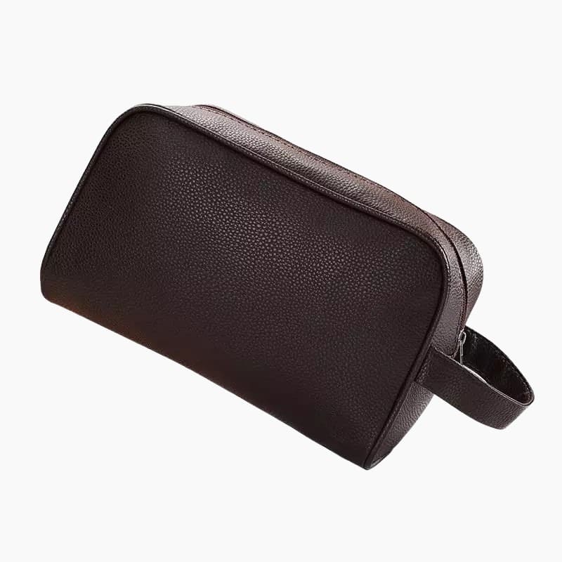 Trousse de toilette simili cuir marron - À vos trousses