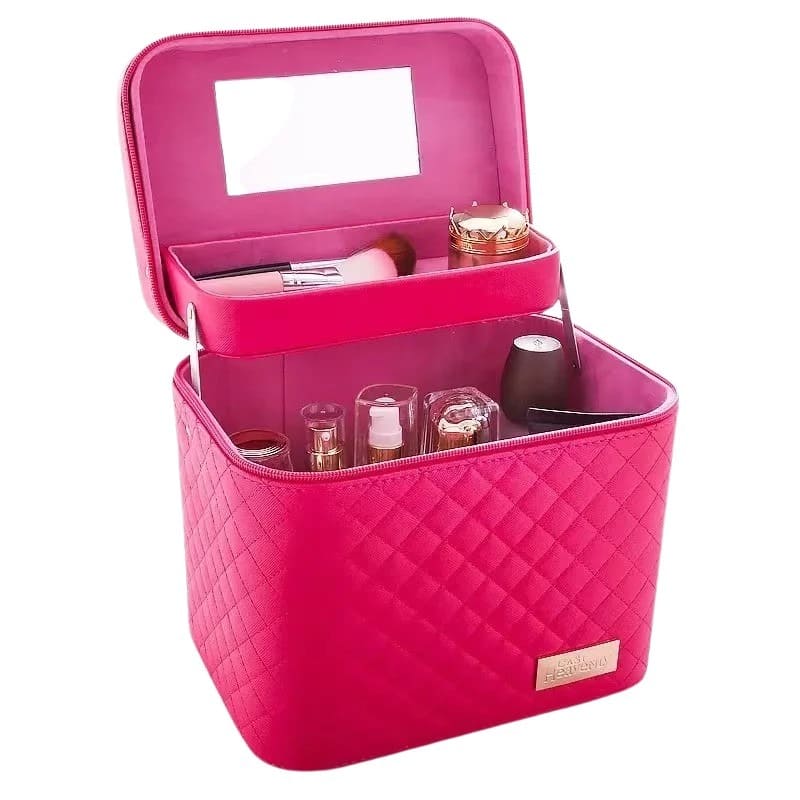 Vanity case maquillage avec compartiment rose